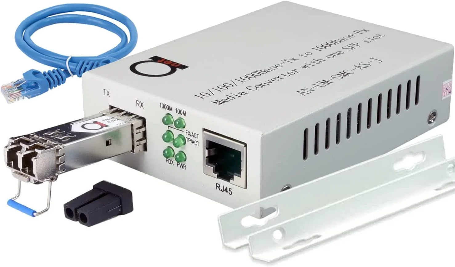 مبدل فیبر نوری گیگابیتی تک حالته LC - شامل LC SFP 20 کیلومتری (12.42 مایل) LC به UTP Cat5e Cat6 10/100/1000 RJ-45 - حسگر خودکار سرعت گیگابیت یا اترنت سریع - فریم بزرگ - پشتیبانی از LLF