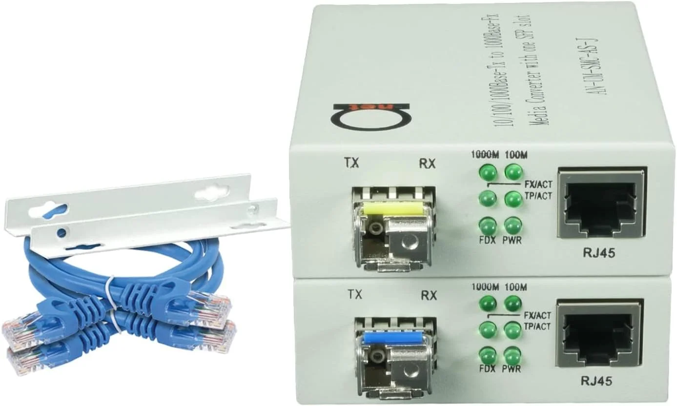 مبدل رسانه گیگابیتی تک حالته LC WDM تک فیبر Bi-Di - ماژول فیبر داخلی 20 کیلومتر - به UTP Cat5e Cat6 10/100/1000 RJ-45 - حسگر خودکار سرعت گیگابیت یا اترنت سریع - 1 جفت