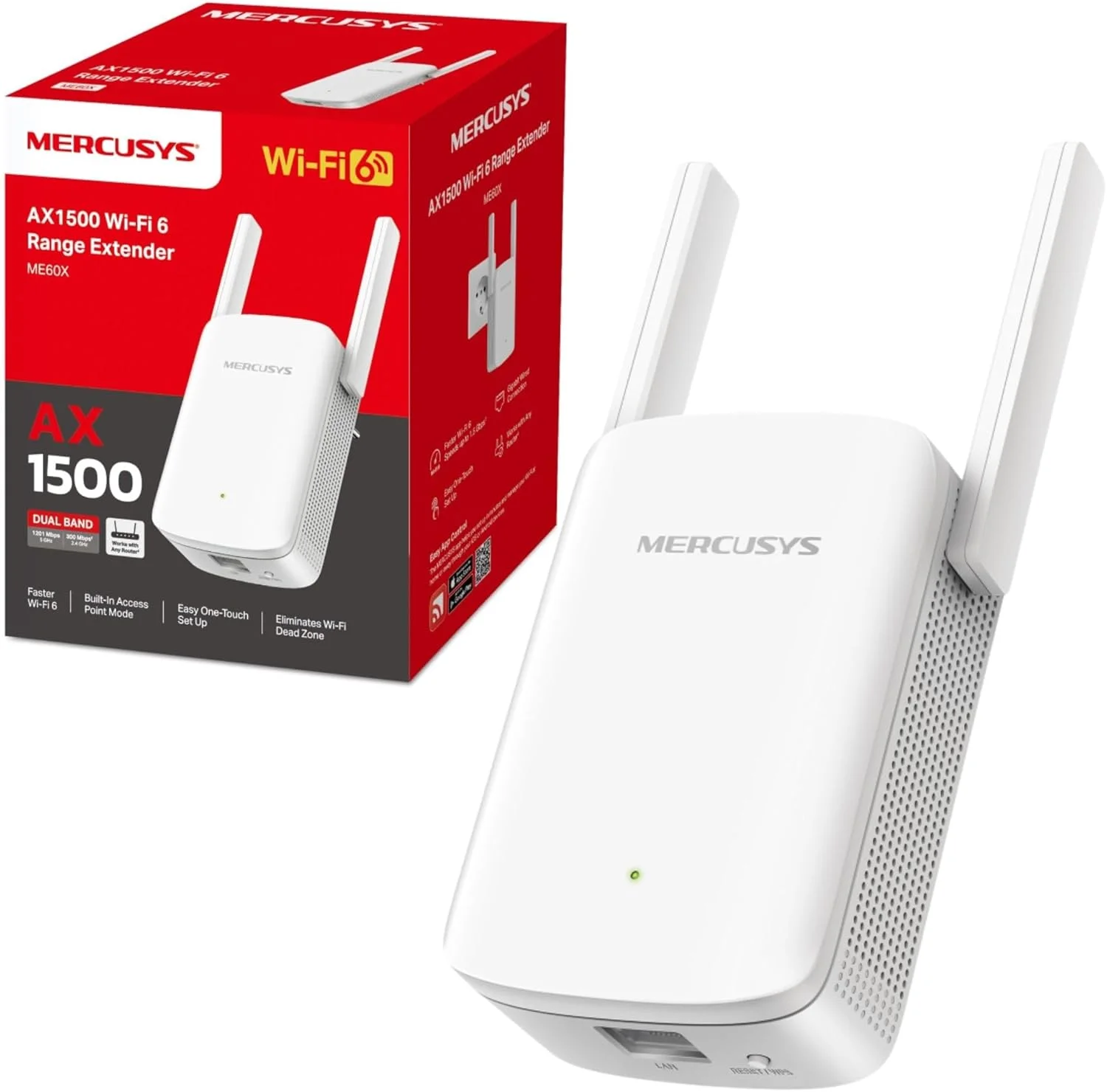 تقویت کننده شبکه MERCUSYS ME60X تکرار کننده شبکه سفید 10، 100، 1000 مگابیت بر ثانیه