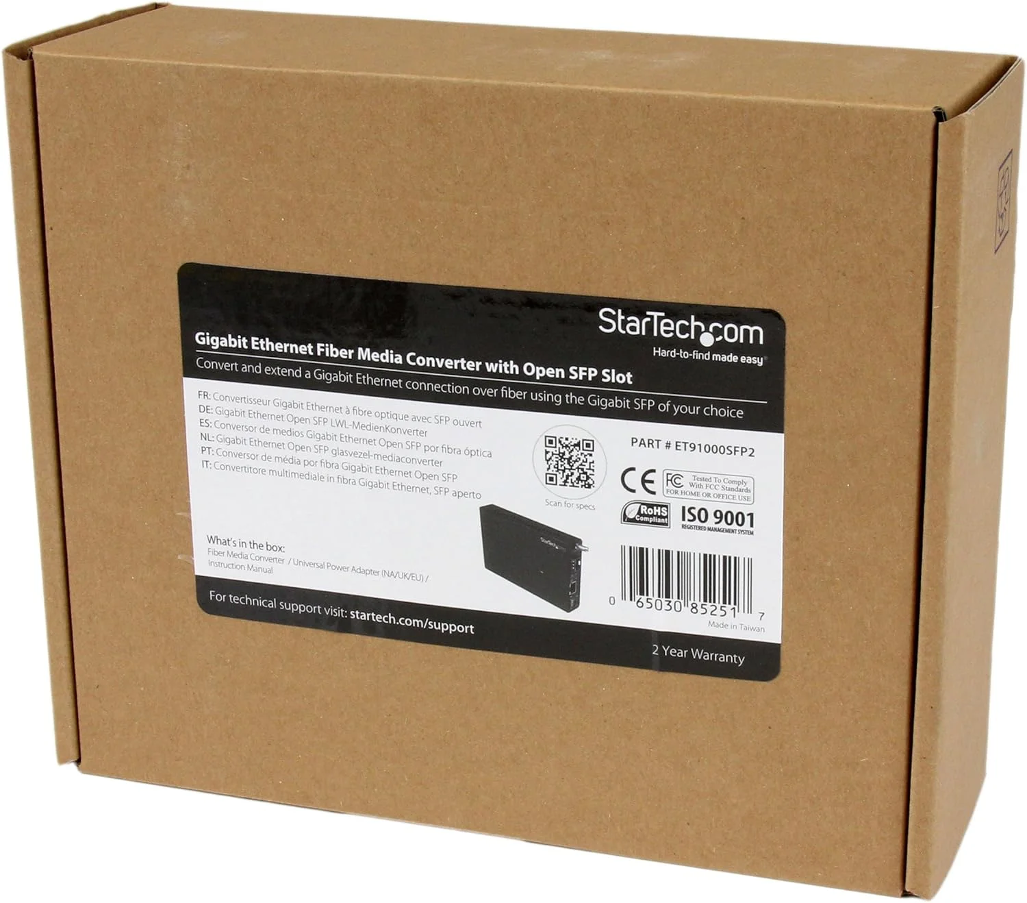 مبدل فیبر به اترنت گیگابیتی StarTech.com با اسلات باز SFP - مبدل فیبر به اترنت - مبدل رسانه ای اترنت گیگابیتی (ET91000SFP2)