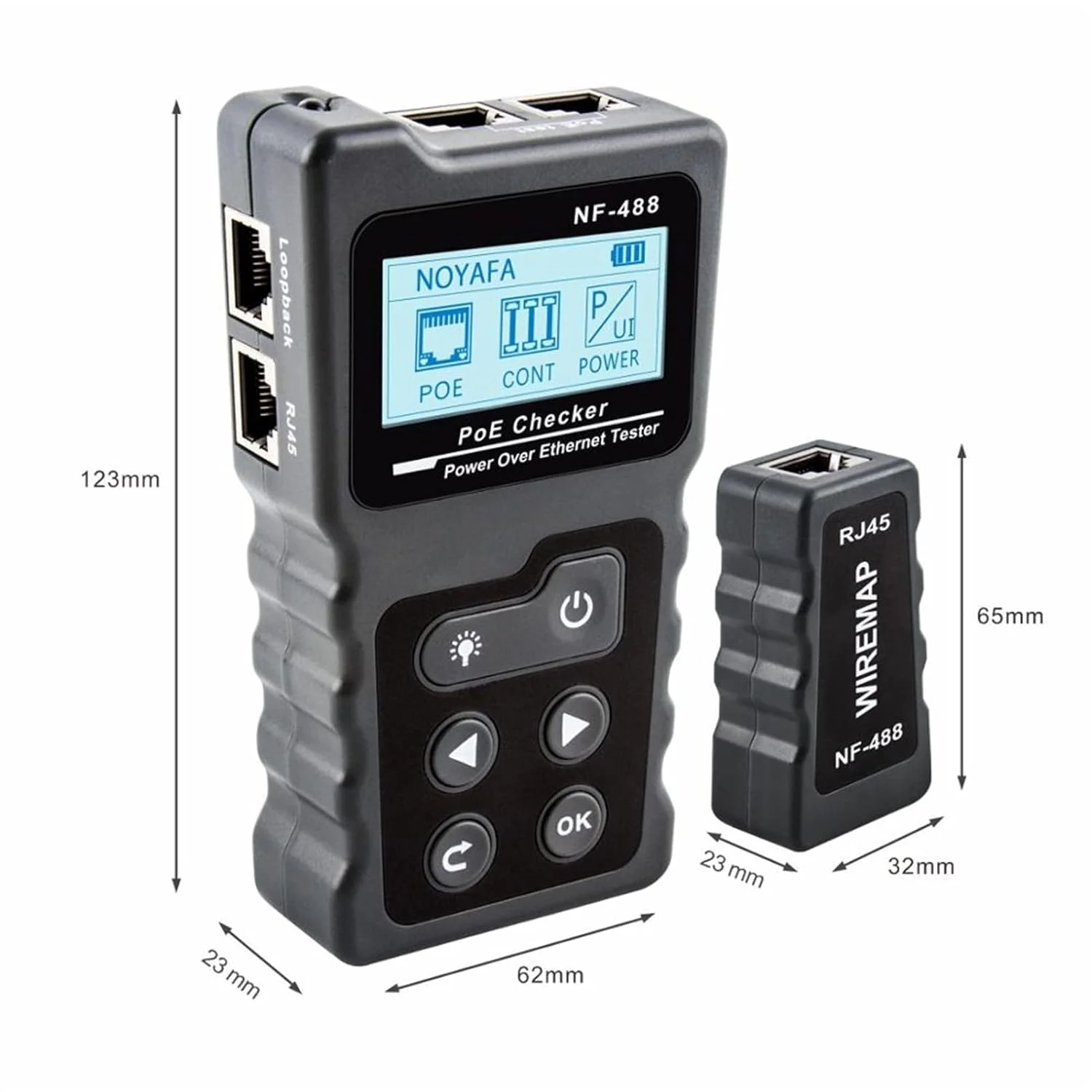 تستر فیبر نوری TAINDU مدل NF-488 LCD، بررسی کننده PoE شبکه بر روی اترنت Cat5 Cat6، ابزار تست حلقه کابل Lan تستر فیبر نوری TAINDU مدل NF-488 LCD، بررسی کننده PoE شبکه بر روی اترنت Cat5 Cat6، ابزار تست حلقه کابل Lan