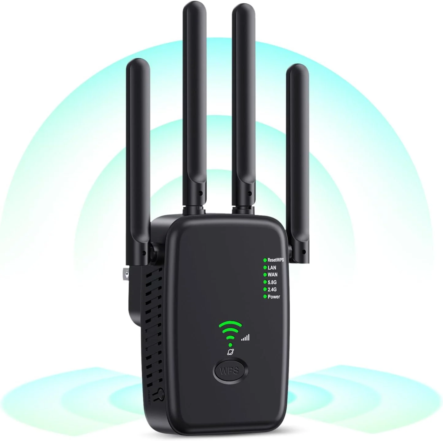 تقویت کننده محدوده وای فای Necomi AC1200، تقویت کننده سیگنال وای فای دو بانده 1200 مگابیت بر ثانیه ضد تداخل، تکرار کننده، مقوی شبکه وای فای، نقطه دسترسی اتصال با یک کلیک بدون نیاز به راه اندازی، پوشش گسترده، مشکی