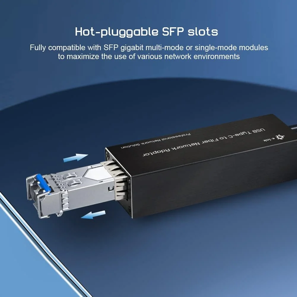 آداپتور USB Type C به SFP گیگابیتی اترنت Throncom، 100/1000base-X USB3.0 به SFP اترنت سازگار با Windows Server/Windows/Linux/Mac OS آداپتور شبکه NIC جمع و جور