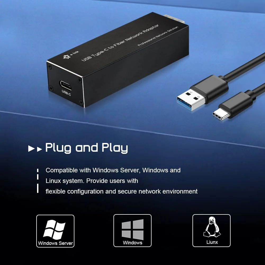 آداپتور USB Type C به SFP گیگابیتی اترنت Throncom، 100/1000base-X USB3.0 به SFP اترنت سازگار با Windows Server/Windows/Linux/Mac OS آداپتور شبکه NIC جمع و جور