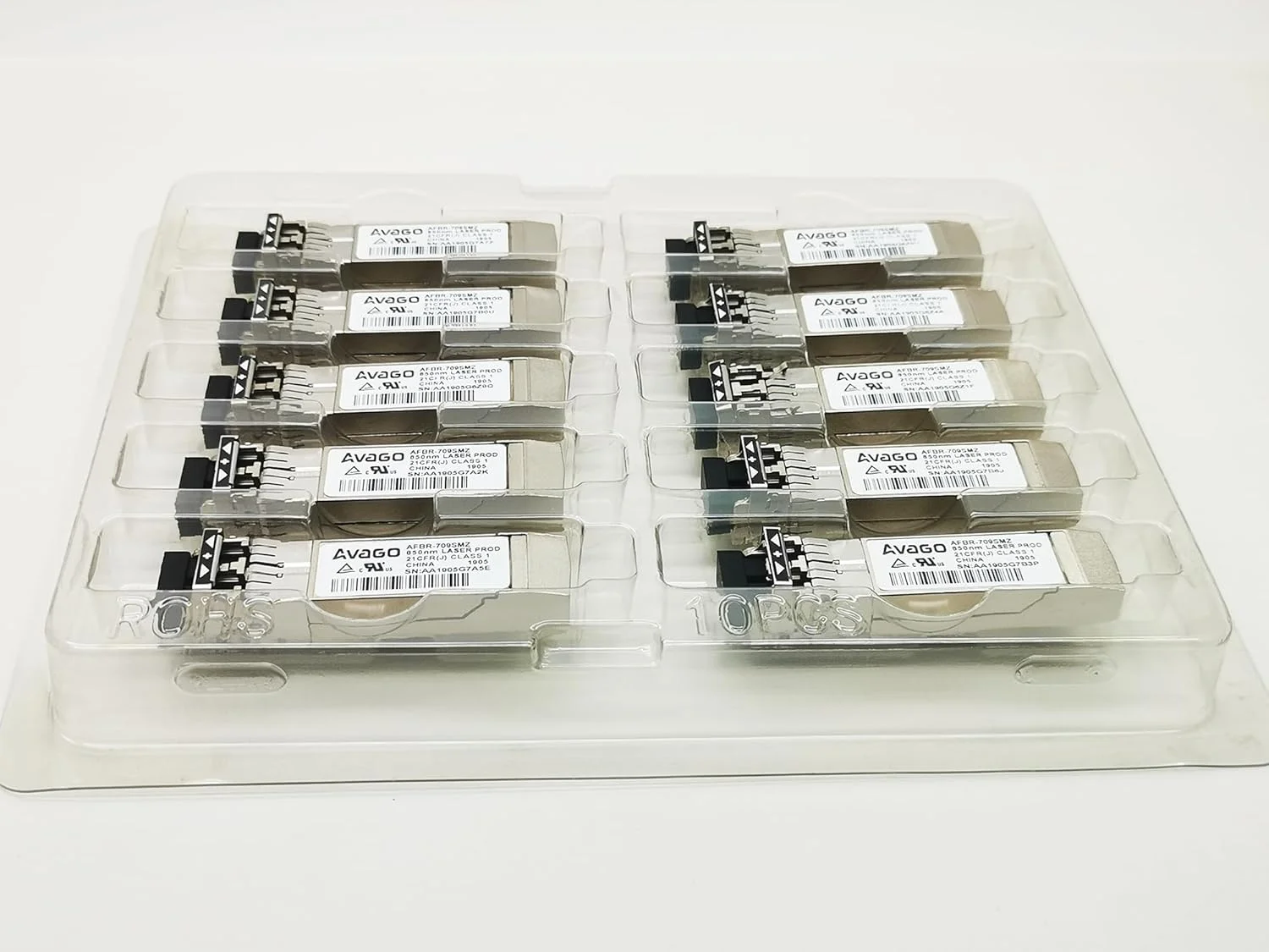 فرستنده و گیرنده 10G SFP+ مدل AVAGO AFBR-709SMZ 850nm 300M ماژول فیبر نوری SFP اترنت 10 گیگابیتی 850nm 10GBase-SR/SW فرستنده و گیرنده SFP+