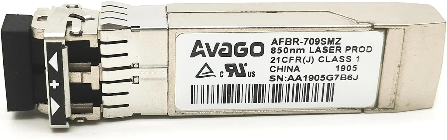 فرستنده-گیرنده 10G SFP+ مدل AVAGO AFBR-709SMZ با طول موج 850 نانومتر و برد 300 متر، ماژول فیبر نوری SFP، اترنت 10 گیگابیتی، فرستنده-گیرنده SFP+ با طول موج 850 نانومتر و استاندارد 10GBase-SR/SW