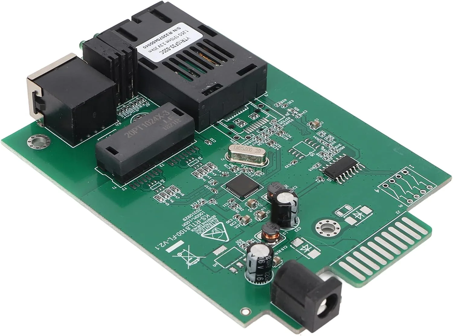 فرستنده و گیرنده فیبر نوری، طراحی ماژولار، مذاکره خودکار دوطرفه کامل و نیمه، انتقال در 1310 نانومتر، فاصله 20 کیلومتر، پورت RJ45 با LED