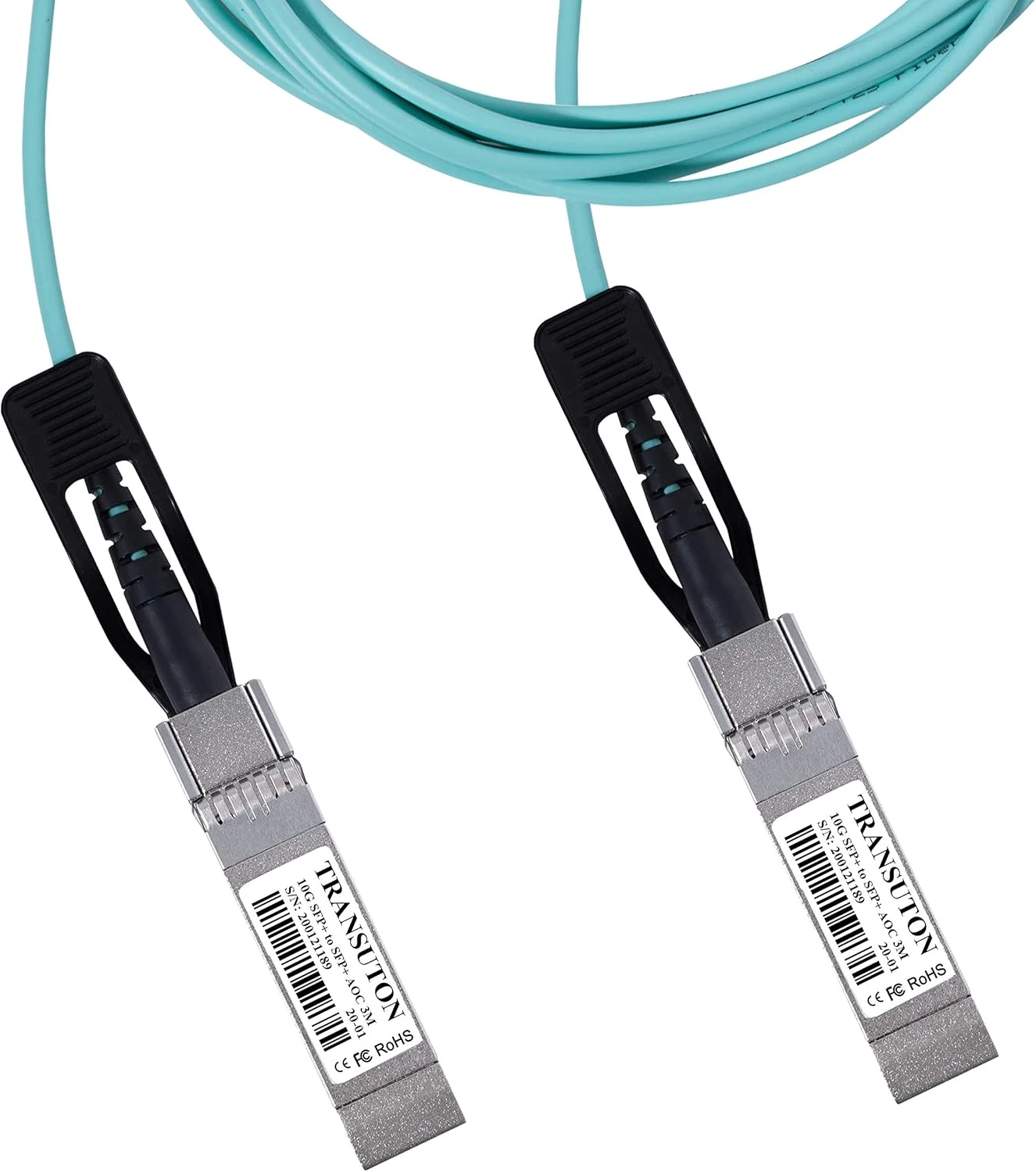 کابل فیبر نوری اکتیو 10G SFP+ به SFP+ ترانسوتون | سازگار با دستگاه های سیسکو، دی-لینک، سوپرمیکرو، میکروتیک، زد تی ای، 10 متر