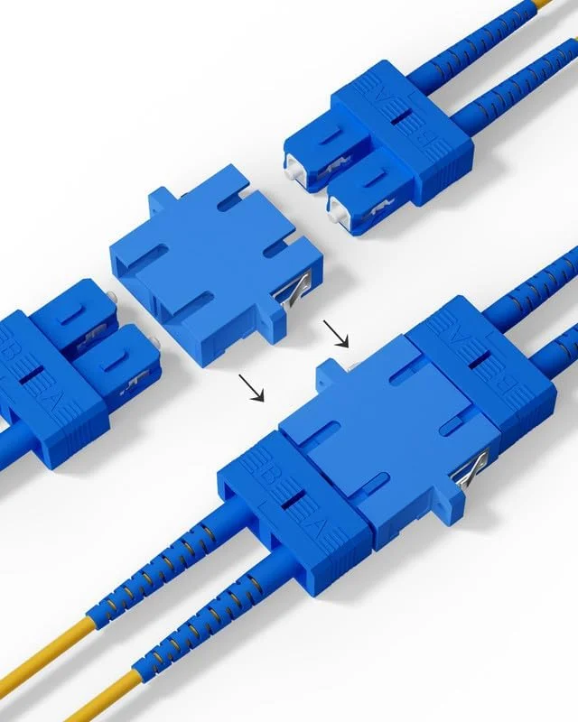 VANDESAIL بسته 10 عددی آداپتور فیبر نوری SC/OS2 Duplex، مادگی SC به مادگی SC، UPC، شبکه، اینترنت، دوبل، تک حالته، چند حالته، اتصال دهنده کوپلر فیبر نوری، آبی