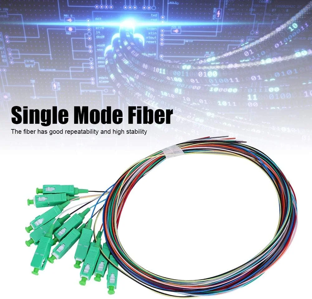 کابل فیبر نوری پیگتیل سینگل مود Vikye، ۱۲ هسته SC/APC-0.9mm فیبر نوری پیگتیل سینگل مود برای سیستم ارتباطات شبکه