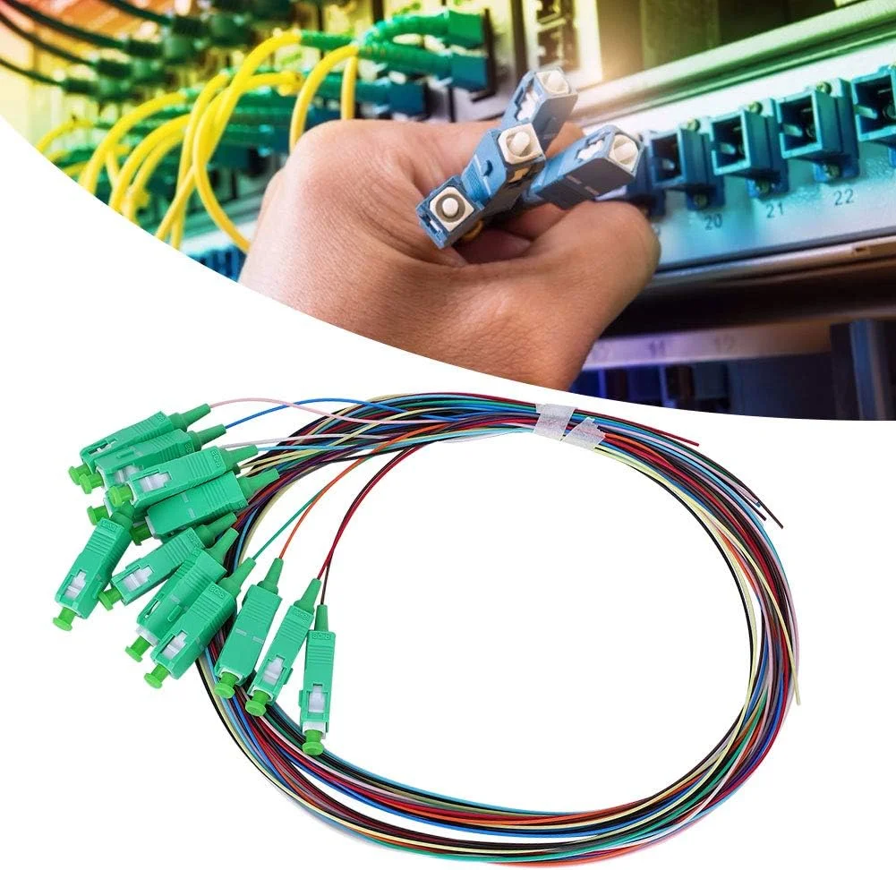 کابل فیبر نوری پیگتیل سینگل مود Vikye، ۱۲ هسته SC/APC-0.9mm فیبر نوری پیگتیل سینگل مود برای سیستم ارتباطات شبکه