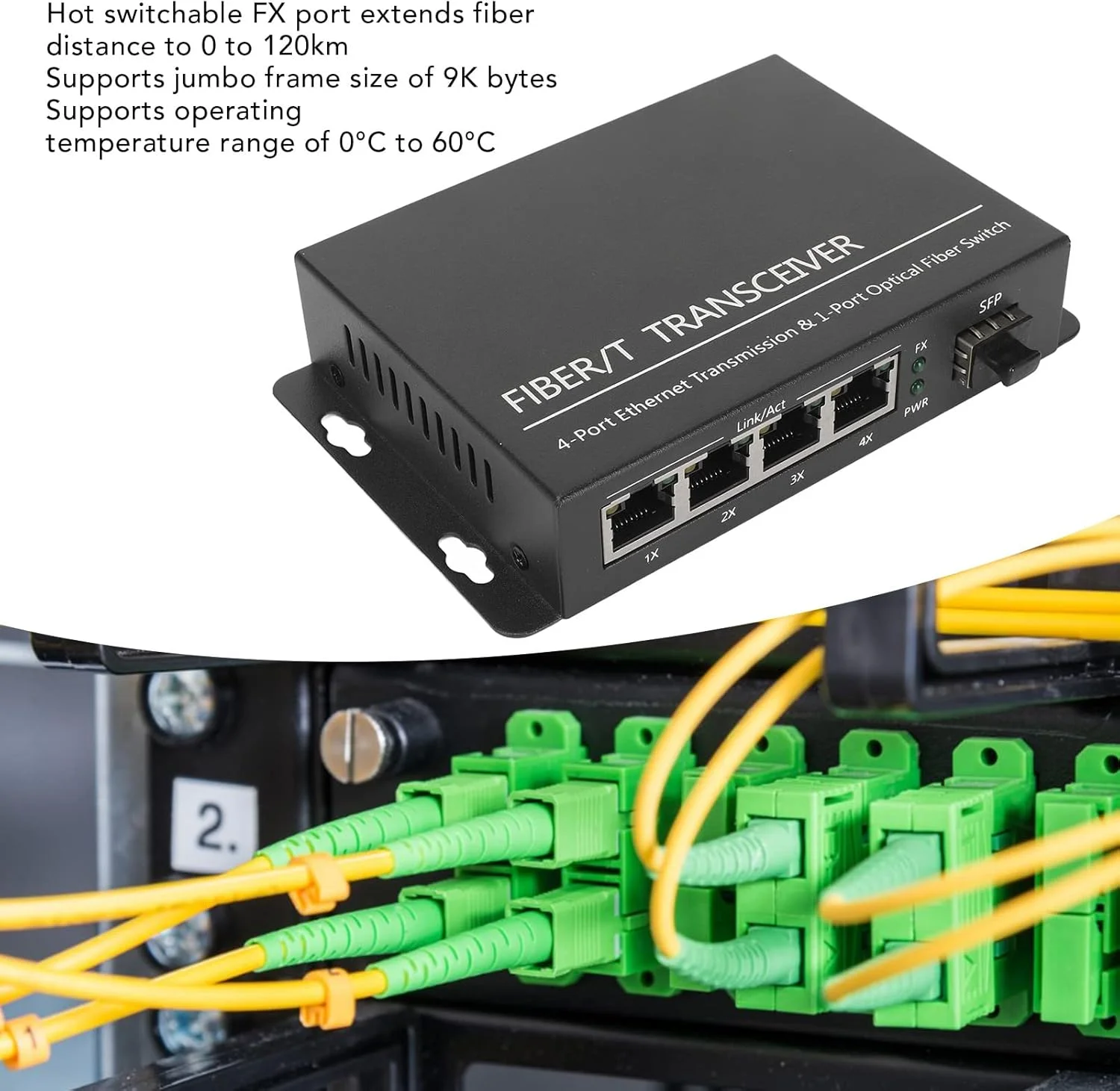 مبدل رسانه اترنت Zhed، مبدل رسانه فیبر SFP به RJ45، مبدل فیبر به اترنت پورت RJ45 10/100 مگابیت بر ثانیه، 1 پورت نوری 4 پورت الکتریکی تا 120 کیلومتر، سوئیچ فیبر اترنت مبدل رسانه اترنت Zhed، مبدل رسانه فیبر SFP به RJ45، مبدل فیبر به اترنت پورت RJ45 10/100 مگابیت بر ثانیه، 1 پورت نوری 4 پورت الکتریکی تا 120 کیلومتر، سوئیچ فیبر اترنت