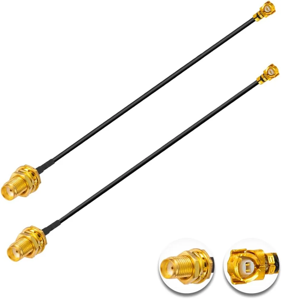 وِکیس 2 عدد کابل کواکسیال کم تلفات U.F.L1 به SMA مادگی 2 اینچ / 5 سانتی متر، کابل پیگتیل مینی کواکسیال 1.37 میلی متری U.F.L1 برای روترهای بی سیم، کارت های شبکه مینی PCIE، کارت های PCI Wi-Fi WAN Repeater