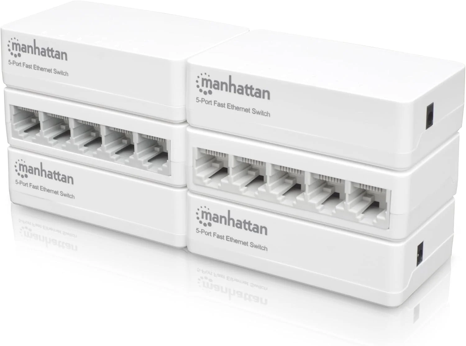 سوئیچ اترنت سریع 5 پورت منهتن – بسته 6 عددی - 10/100 مگابیت بر ثانیه - روتر هاب LAN اسپلیتر شبکه اینترنت رومیزی کامپیوتر، بدون مدیریت، پلاگ اند پلی، بدون فن و بی صدا - 526135