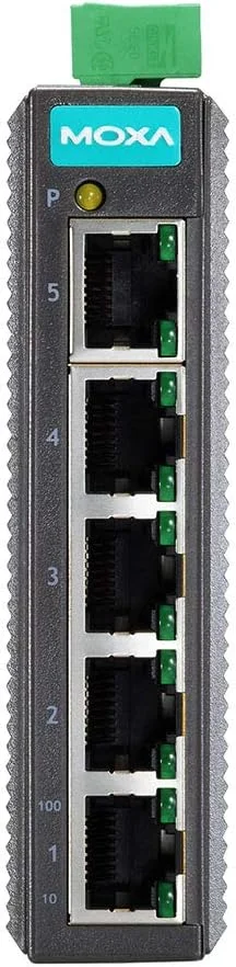 سوئیچ اترنت غیر مدیریتی پایه MOXA با 5 پورت 10/100BaseT(X)، دمای کاری -10 تا 60 درجه سانتیگراد