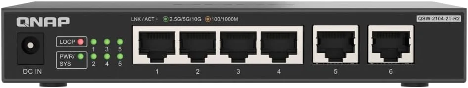 سوئیچ غیر مدیریتی کیونپ QSW-2104-2T-R2 با 4 پورت 2.5Gbps و 2 پورت 10BASE-T