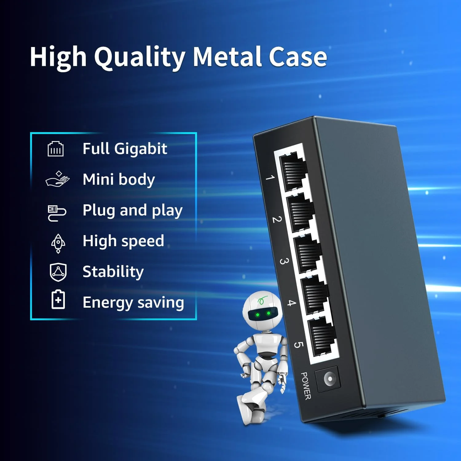 سوئیچ اترنت گیگابیتی 5 پورت غیر مدیریتی، اسپلیتر اترنت شبکه NICGIGA، نصب رومیزی یا دیواری، بدون فن، پلاگ اند پلی، بدنه فلزی، بدنه کوچک…