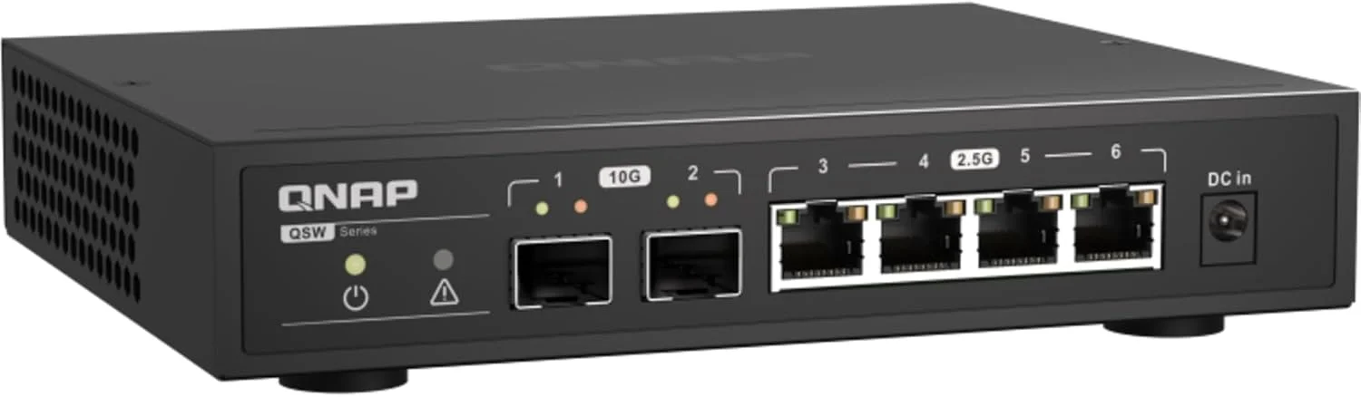 سوییچ غیر مدیریتی کیونپ QSW-2104-2S با 2 پورت SFP+ 10GbE و 4 پورت RJ45 2.5GbE