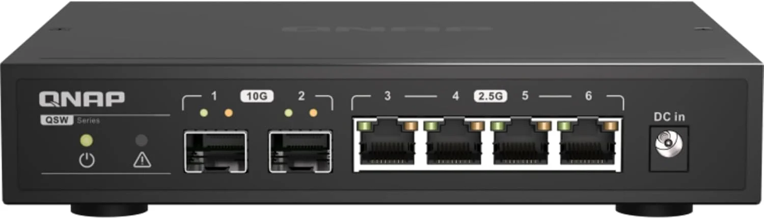 سوییچ غیر مدیریتی کیونپ QSW-2104-2S با 2 پورت SFP+ 10GbE و 4 پورت RJ45 2.5GbE