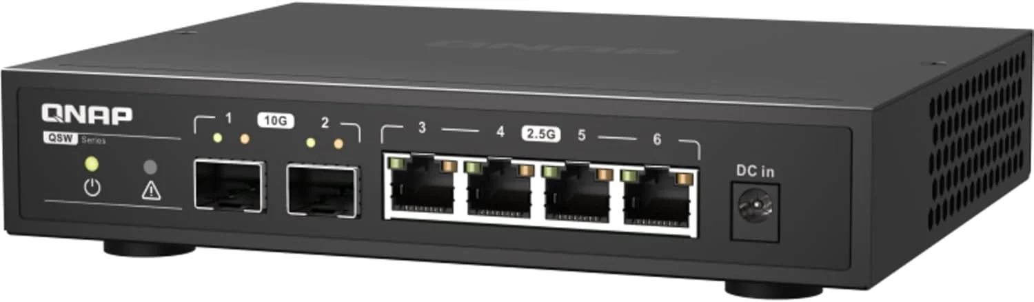 سوییچ غیر مدیریتی کیونپ QSW-2104-2S با 2 پورت SFP+ 10GbE و 4 پورت RJ45 2.5GbE