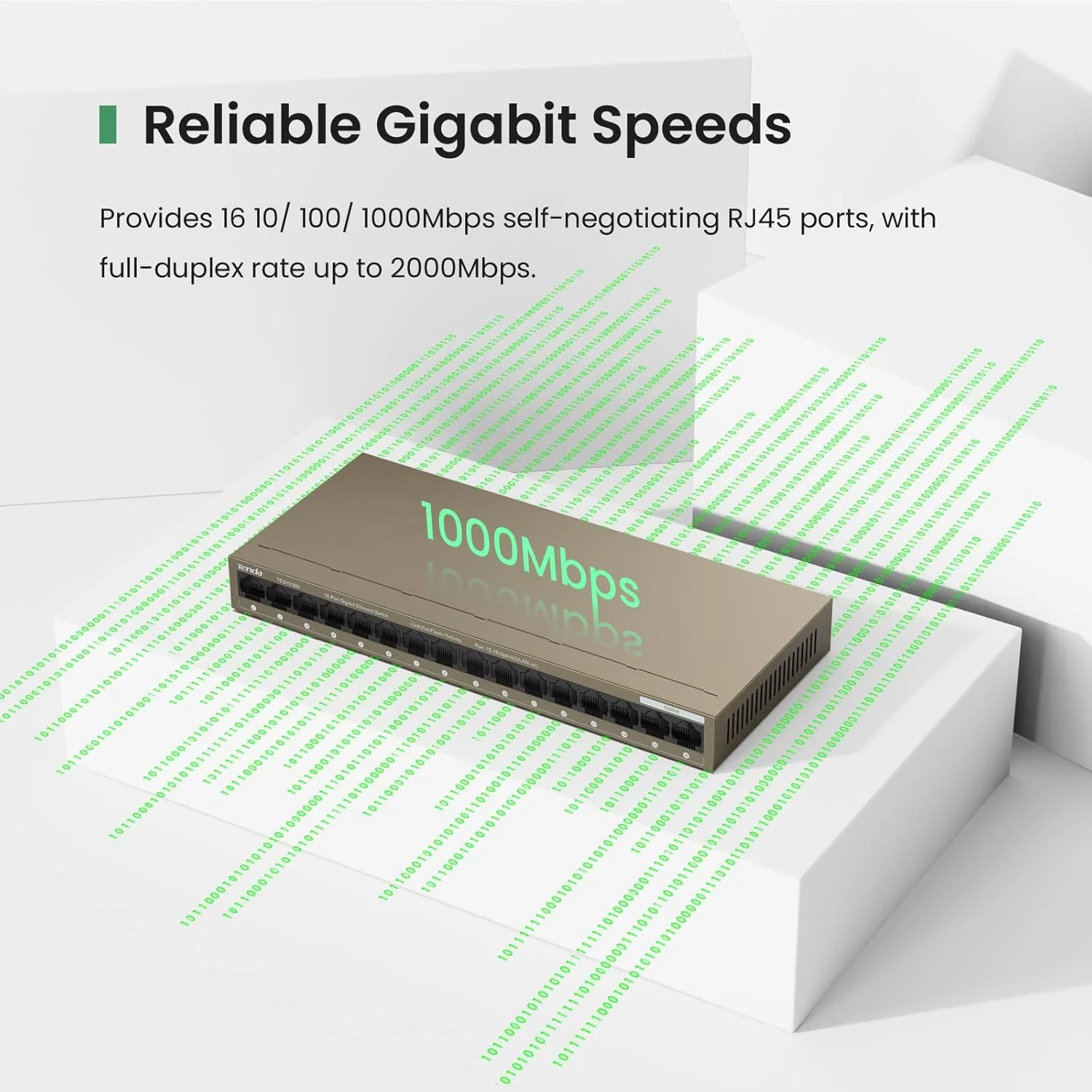 تندا TEG1016M | سوئیچ شبکه اترنت غیر مدیریتی 16 پورت گیگابیتی | تقسیم کننده اترنت | پلاگ اند پلی | طراحی فلزی بدون فن | رومیزی/قابل نصب روی دیوار | بهینه سازی ترافیک | حفاظت مادام العمر محدود