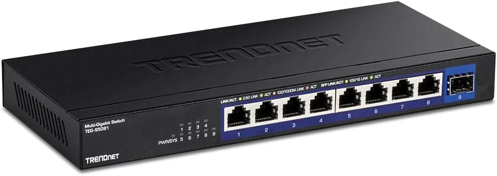 سوییچ غیر مدیریتی 9 پورت 2.5G ترندنت TEG-S5091 با پورت 10G SFP+