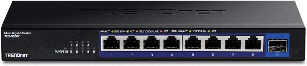 سوییچ غیر مدیریتی 9 پورت 2.5G ترندنت TEG-S5091 با پورت 10G SFP+