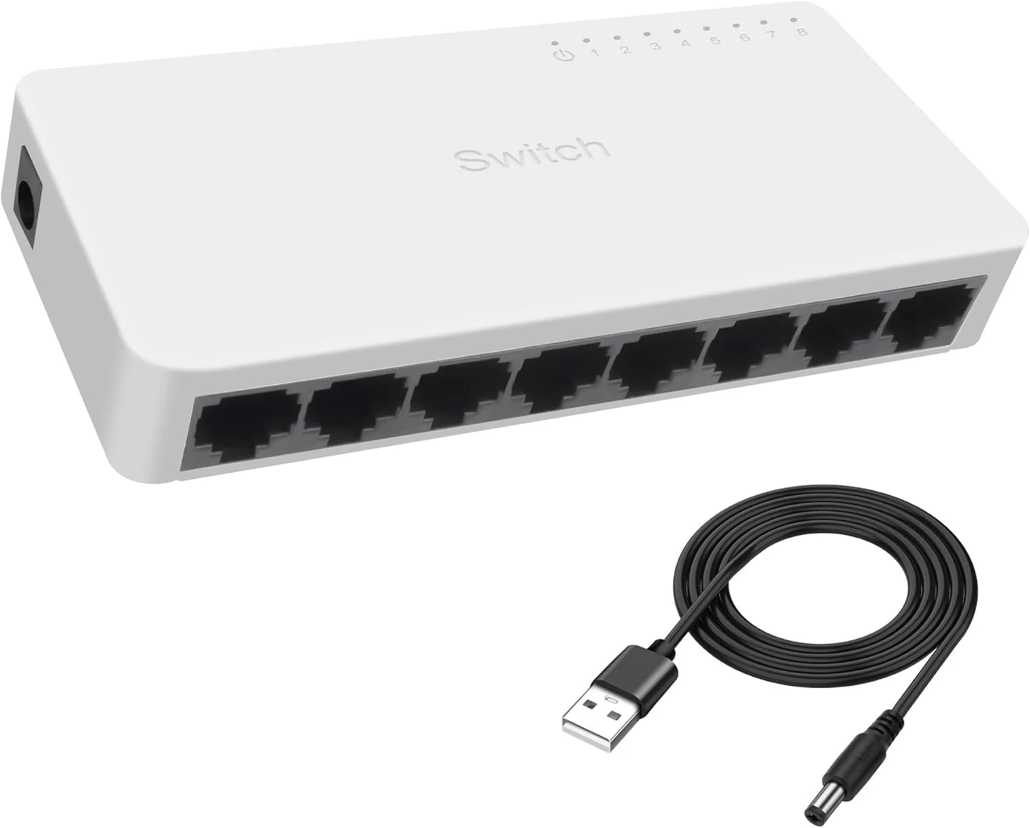 هاب تقسیم کننده شبکه اترنت 8 پورت XMSJSIY RJ45، هاب اترنت غیر مدیریتی 10/100 مگابیت بر ثانیه برای روتر، لپ تاپ و دستگاه های اینترنتی - 1 عدد