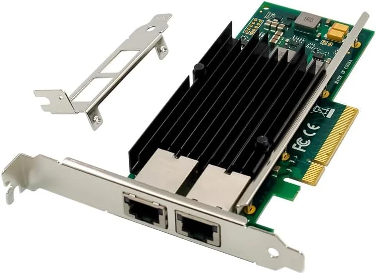 کارت شبکه دو پورت PCIE X8 10000M PCIe 10 گیگابیتی اترنت، دو پورت RJ45، تراشه Intel X540 10Gbs Pci-e Ethernet Server NICs