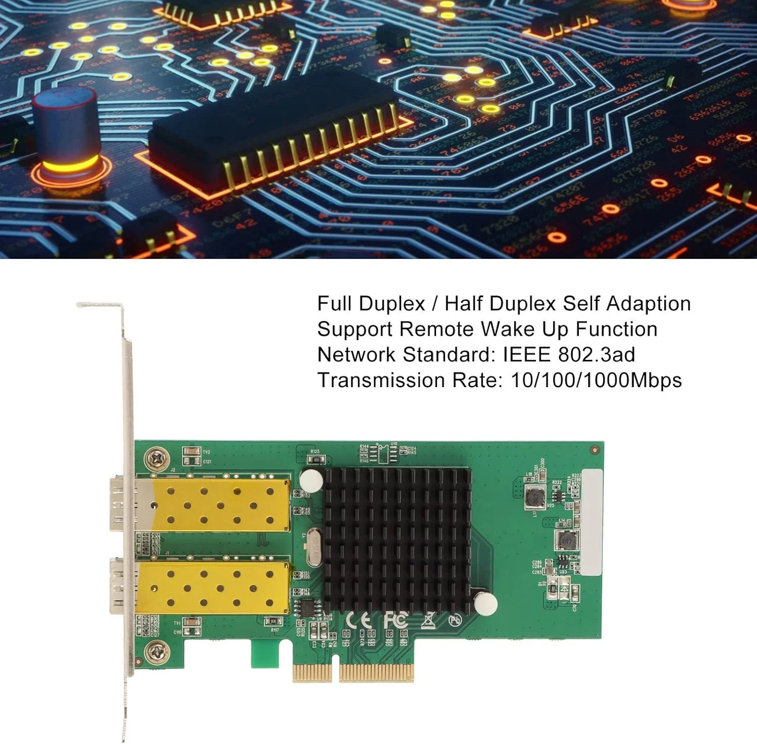 کارت شبکه PCIe، 10/100/1000 مگابیت بر ثانیه IEEE 802.3ad کارت اترنت گیگابیتی تراشه کنترلر 82576 سازگاری خودکار کارت شبکه PCI Express LAN برای دستگاه های سرور کامپیوتر