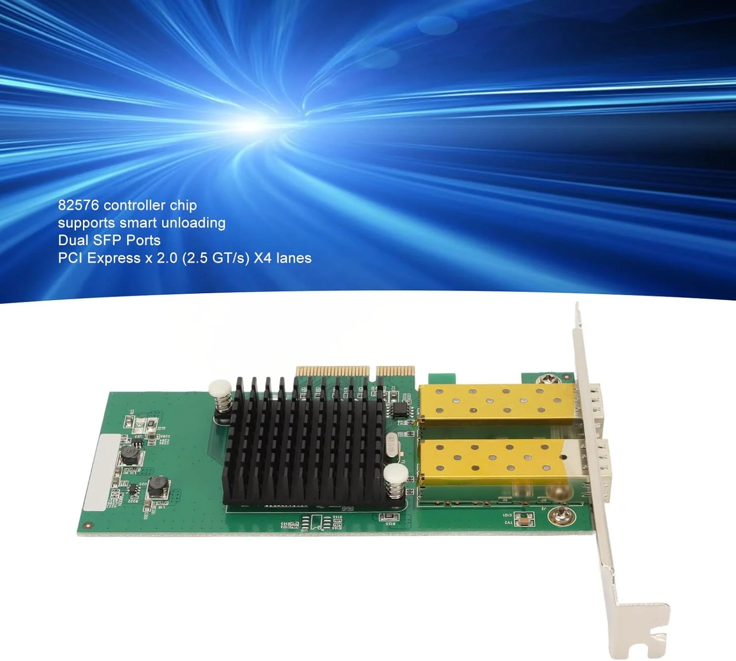 کارت شبکه PCIe، 10/100/1000 مگابیت بر ثانیه IEEE 802.3ad کارت اترنت گیگابیتی تراشه کنترلر 82576 سازگاری خودکار کارت شبکه PCI Express LAN برای دستگاه های سرور کامپیوتر