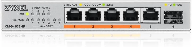سوئیچ غیر مدیریتی 5 پورت 2.5GbE با PoE++ به همراه 1 پورت 10G SFP+