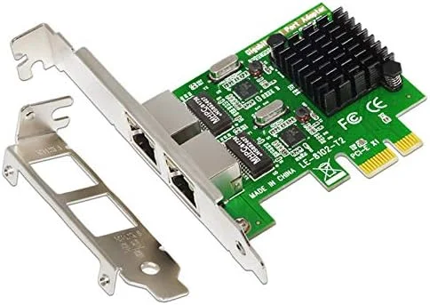 کارت شبکه PCI-E دو پورت 1000Mbps گیگابیتی اترنت، آداپتور توسعه RJ45 LAN برای کامپیوتر رومیزی، مناسب برای خودرو