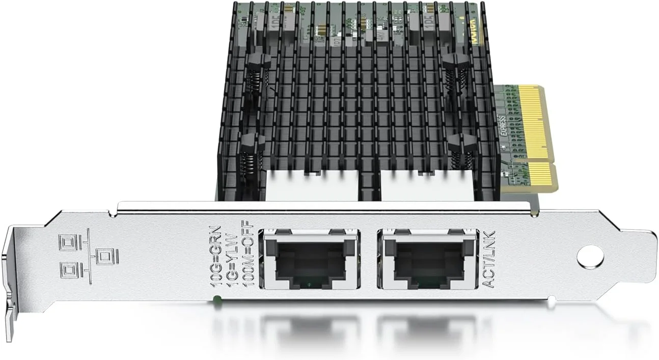 10Gtek برای آداپتور شبکه همگرا 10GbE مدل X540-T2، پورت RJ45 مسی دوگانه، PCI Express 2.1 X8، معادل Intel X540-T2