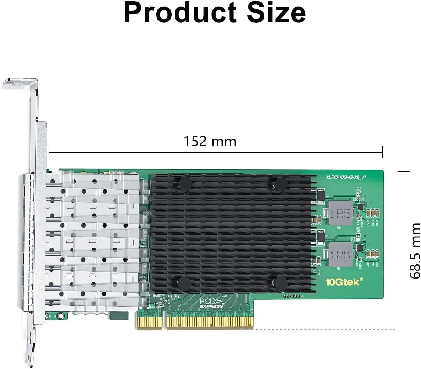 کارت شبکه 10Gtek 10Gb PCI-E NIC، چهار پورت SFP+، با کنترلرهای اصلی Intel X710-BM1، آداپتور LAN اترنت PCI Express پشتیبانی از Windows Server/Linux/VMware ESXi، قابل مقایسه با Intel X710-DA4
