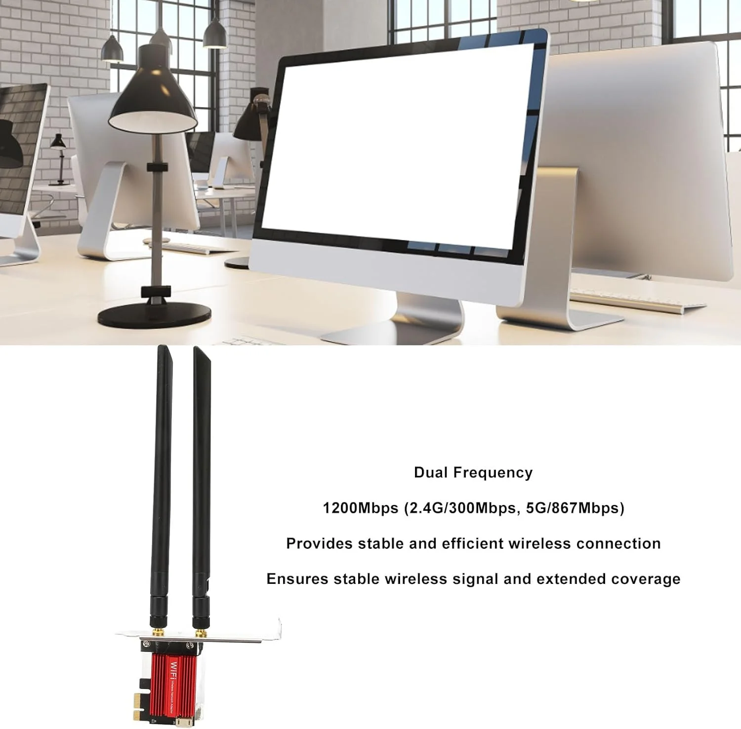 کارت شبکه وای فای دو بانده 1200 مگابیت بر ثانیه مدل 7265AC Pro PCIE با رابط PCIEx1 و سازگاری با سیستم عامل های 7/8/10/11 برای کامپیوترهای رومیزی