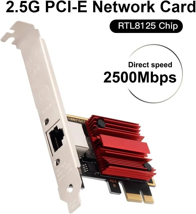 آداپتور شبکه فنوی RJ45 2.5GBase-T PCIe WiFi RTL8125 2500/1000/100Mbps PCI Express گیگابیتی اترنت وایرلس کارت شبکه RJ45 LAN NIC Controller پشتیبانی از Windows/Linux/MAC