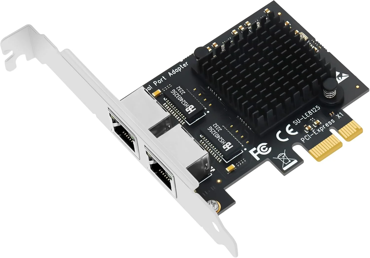 کارت شبکه دو پورت گیگابیتی اترنت PCIe 1X 2.5G 2500Mbps با چیپست دوگانه 8125A2 برای سرور کامپیوتر