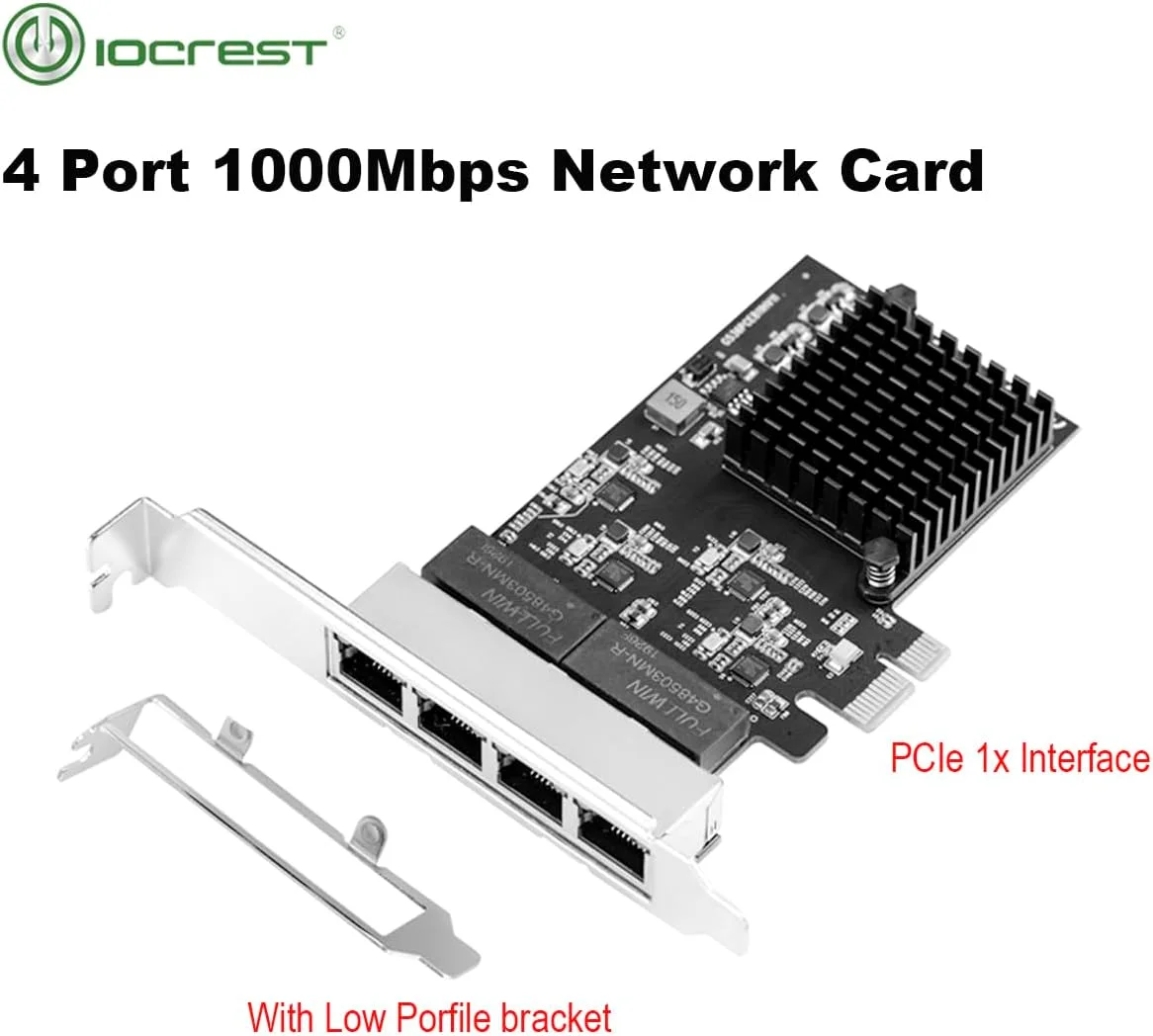 کارت شبکه سرور چهار پورت 2.5G/1G PCIe RJ45s Lan 10/100/1000/2500Mbps با تراشه Realtek، کارت شبکه اترنت سیمی 2.5 گیگابیتی برای بازی (4 پورت 1G RTL8111H)