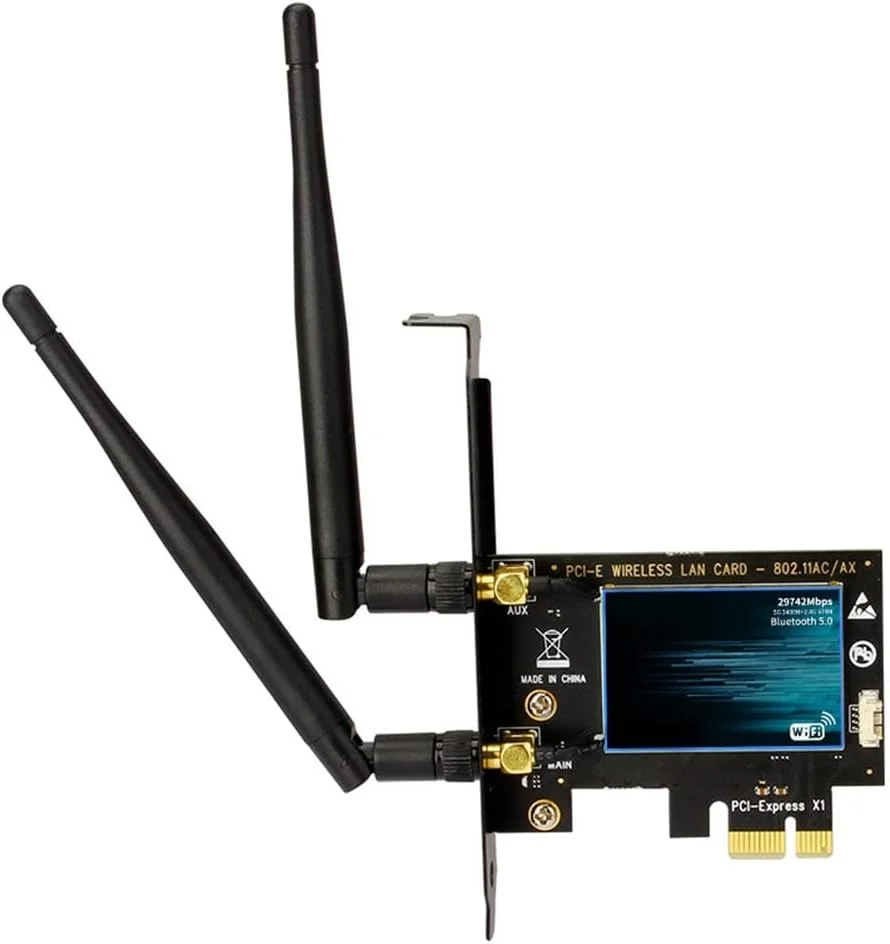 کارت شبکه PCI-E وای فای 6 با سرعت 2974 مگابیت بر ثانیه، دو بانده 2.4G/5GHz