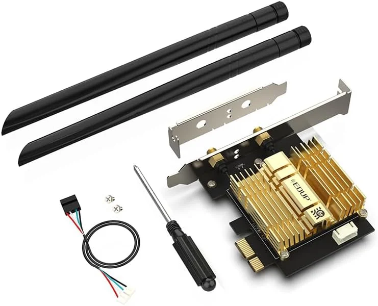 کارت شبکه وایرلس بلوتوث 5.2 با سرعت بالا WiFi 6E 3000Mbps PCIE X1، تراشه Intel AX210NGW 2.4G/ 5G/6GHz