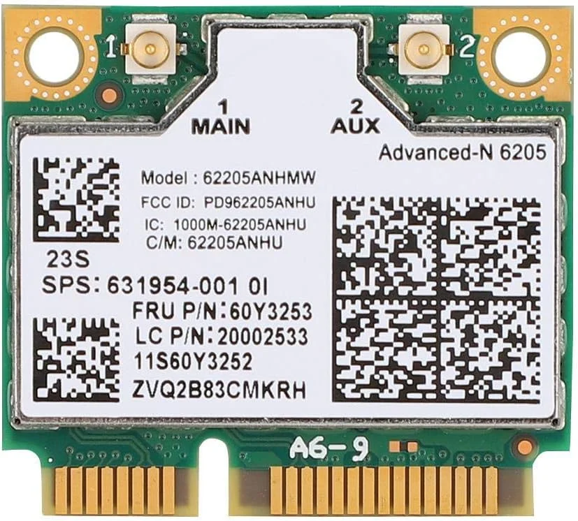 کارت شبکه بی سیم 300 مگابیت بر ثانیه، آداپتور شبکه مینی PCI-E 205، کارت شبکه دو بانده FN + F5، آداپتور جهانی لپ تاپ 802.11N برای T420/T420S/T420i/T430/T430S/T430SI