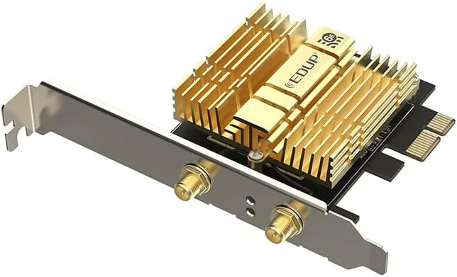 کارت شبکه وایرلس بلوتوث 5.2 با سرعت بالا WiFi 6E 3000Mbps PCIE X1، تراشه Intel AX210NGW 2.4G/ 5G/6GHz