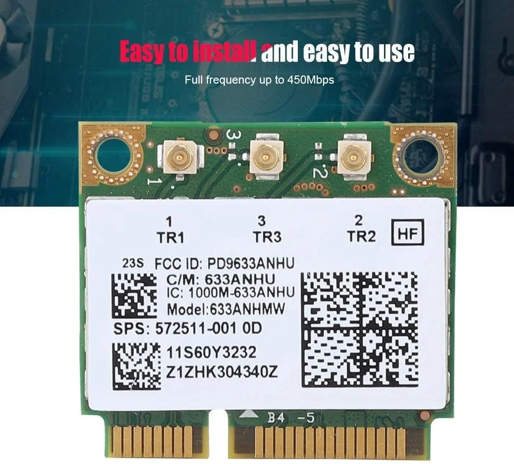 کارت شبکه اینتل 6300AGN، کارت شبکه وای فای پرسرعت برای لنوو Thinkpad T420i T420S، 450 مگابیت بر ثانیه، آداپتور کارت رابط mini PCI-E
