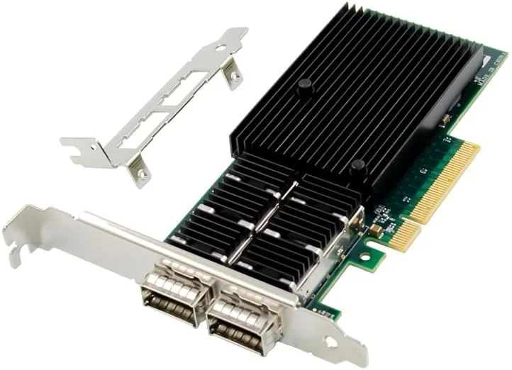 کارت شبکه فیبر نوری 2 پورت PCIE X8 40Gbps SFP با چیپ Intel X710 8x کارت شبکه گیگابیتی اترنت