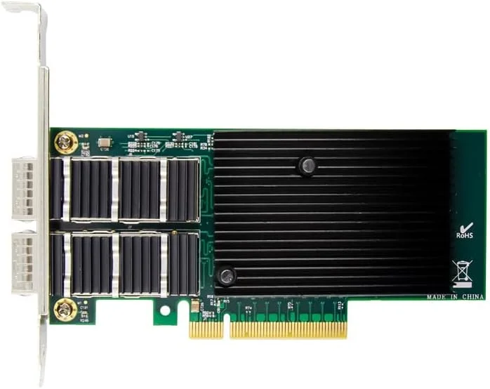 کارت شبکه فیبر نوری 2 پورت PCIE X8 40Gbps SFP با چیپ Intel X710 8x کارت شبکه گیگابیتی اترنت