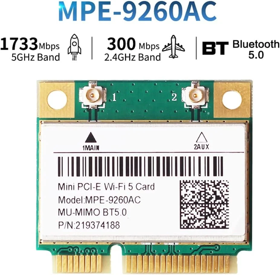 آداپتور Mini Pcie Wifi برای کارت شبکه بی سیم 802.11AC بلوتوث 5.0 2.4G/5GHz مدل 9260AC