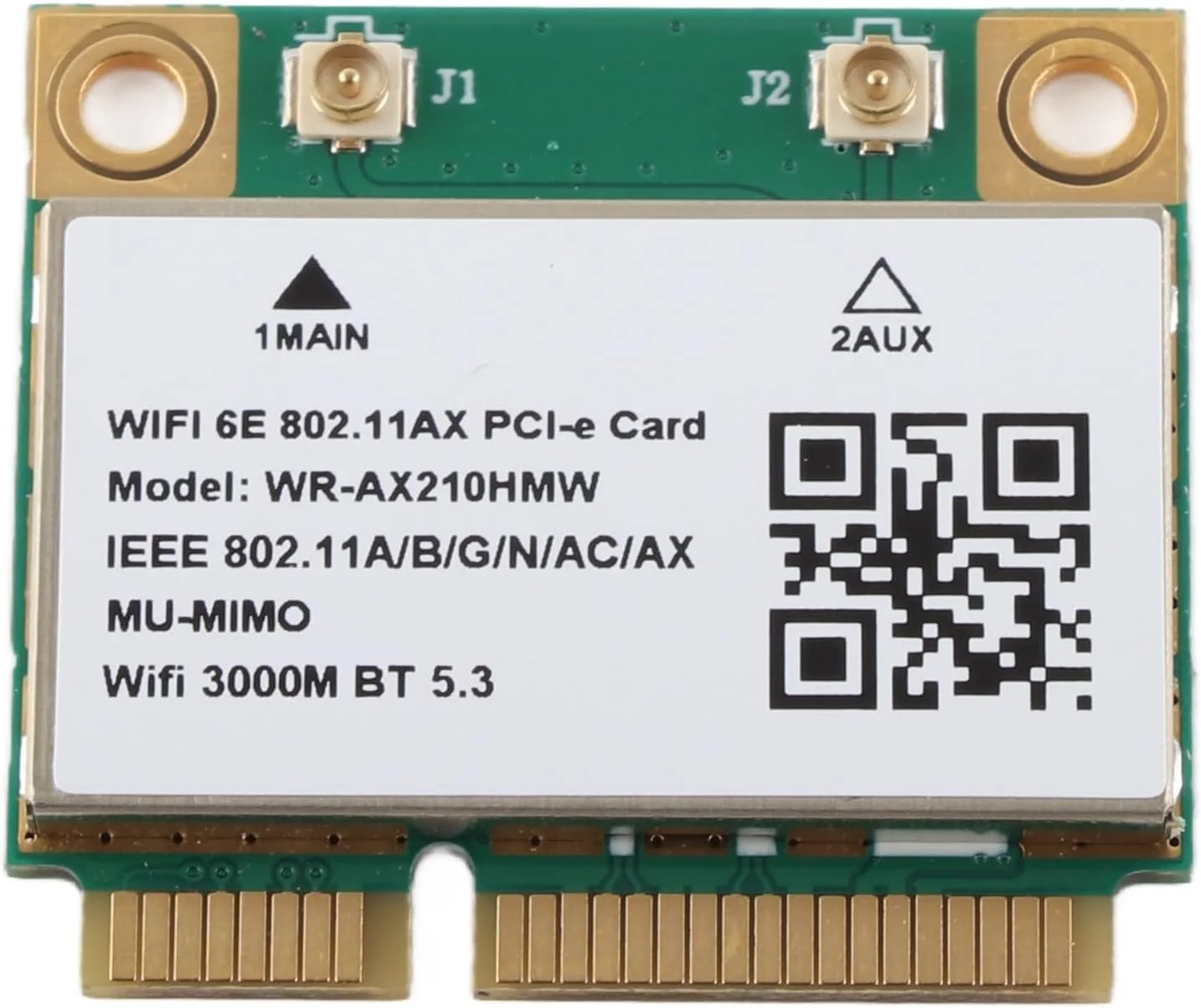 کارت وای فای Annadue AX210HMW، ماژول وای فای بی سیم 6E 5374M قابل ارتقا تا 6 گیگاهرتز، کارت شبکه داخلی MU-Mimo سه باندی با بلوتوث 5.3، کارت شبکه بی سیم Mini PCIE برای لپ تاپ