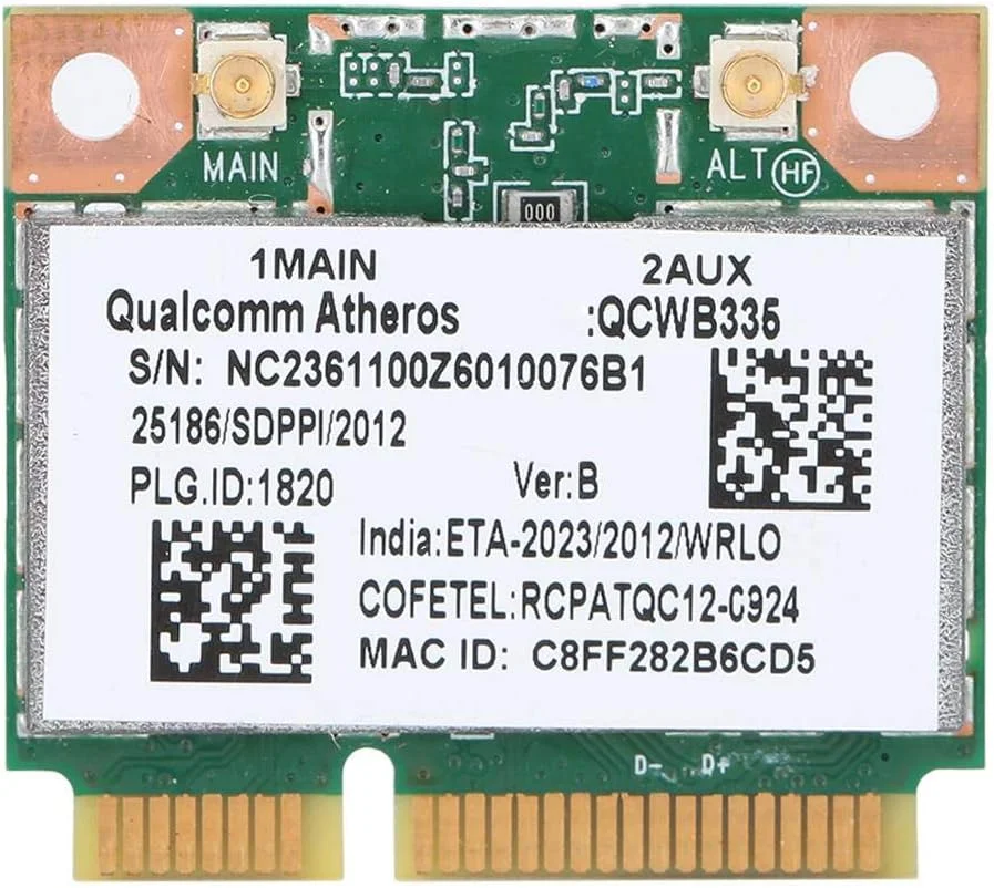 کارت شبکه ASHATA، Qualcomm Atheros AR9565 QCWB335 150M Mini PCI-E یونیورسال بلوتوث کارت شبکه بی سیم، کارت شبکه بلوتوث 2.4G برای HP/DELL/Acer و غیره.