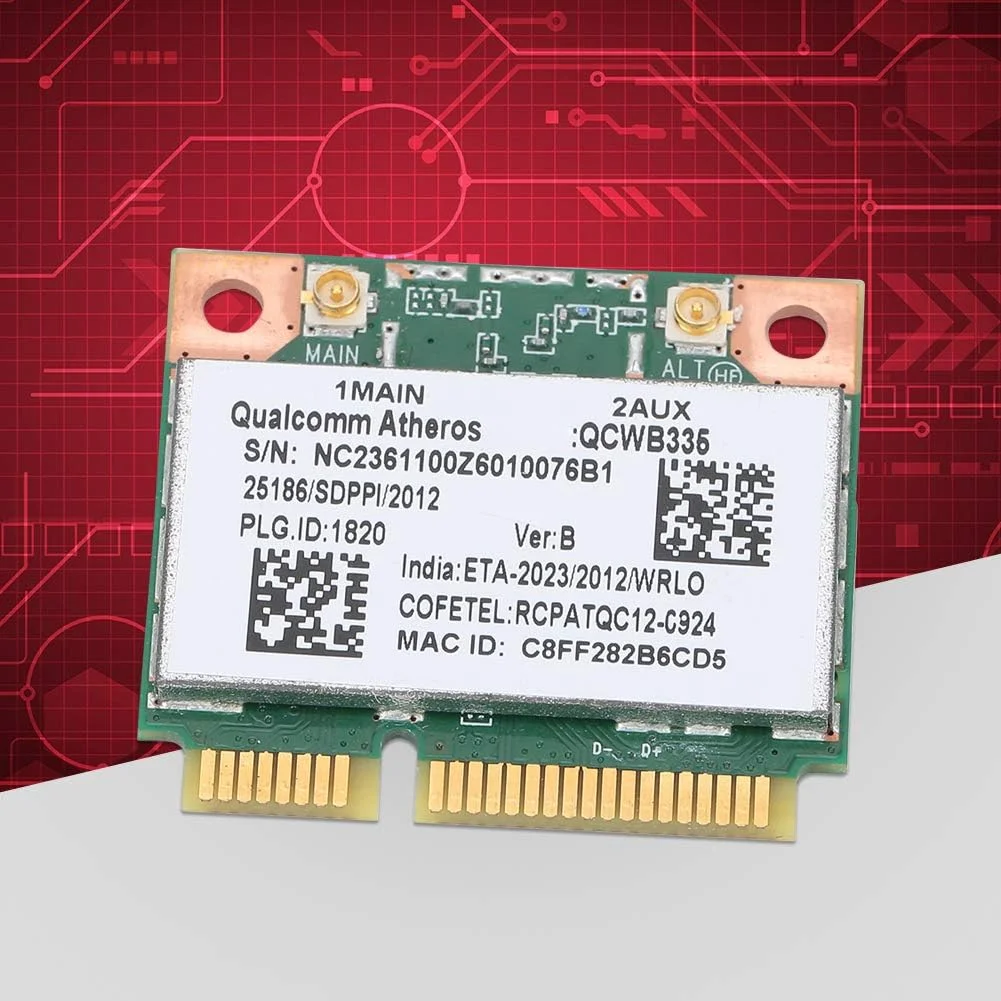 کارت شبکه ASHATA، Qualcomm Atheros AR9565 QCWB335 150M Mini PCI-E یونیورسال بلوتوث کارت شبکه بی سیم، کارت شبکه بلوتوث 2.4G برای HP/DELL/Acer و غیره. کارت شبکه ASHATA، Qualcomm Atheros AR9565 QCWB335 150M Mini PCI-E یونیورسال بلوتوث کارت شبکه بی سیم، کارت شبکه بلوتوث 2.4G برای HP/DELL/Acer و غیره.